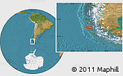 Satellite Location Map of the area around 52° 14' 43" S, 74° 43' 29" W