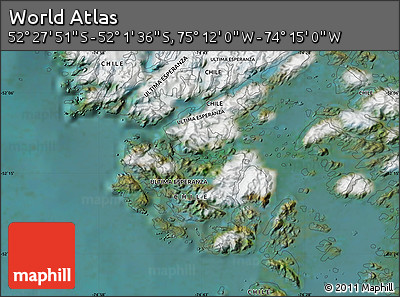 Satellite Map of the Area around 52° 14' 43" S, 74° 43' 29" W