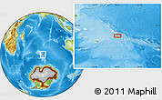 Physical Location Map of the area around 52° 14' 43" S, 76° 34' 29" E