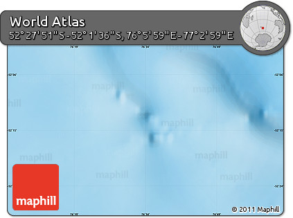 Shaded Relief Map of the Area around 52° 14' 43" S, 76° 34' 29" E