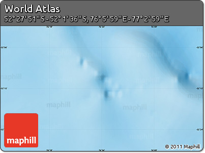 Shaded Relief Map of the Area around 52° 14' 43" S, 76° 34' 29" E