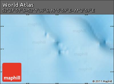 Shaded Relief Map of the Area around 52° 14' 43" S, 76° 34' 29" E