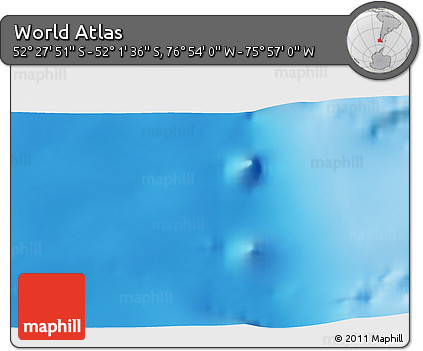 Shaded Relief 3D Map of the Area around 52° 14' 43" S, 76° 25' 30" W