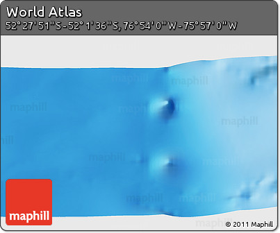 Shaded Relief 3D Map of the Area around 52° 14' 43" S, 76° 25' 30" W