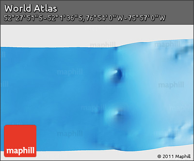 Shaded Relief 3D Map of the Area around 52° 14' 43" S, 76° 25' 30" W