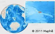 Shaded Relief Location Map of the area around 52° 14' 43" S, 77° 25' 30" E
