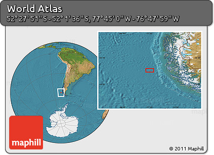 Satellite Location Map of the Area around 52° 14' 43" S, 77° 16' 30" W