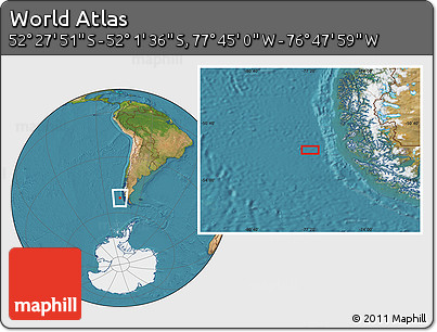 Satellite Location Map of the Area around 52° 14' 43" S, 77° 16' 30" W