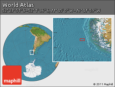 Satellite Location Map of the Area around 52° 14' 43" S, 77° 16' 30" W