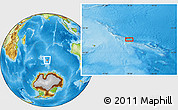 Physical Location Map of the area around 52° 14' 43" S, 78° 16' 30" E