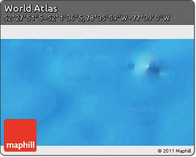 Shaded Relief 3D Map of the Area around 52° 14' 43" S, 78° 7' 30" W