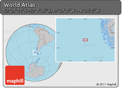 Gray Location Map of the Area around 52° 14' 43" S, 78° 58' 29" W