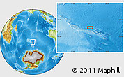 Physical Location Map of the area around 52° 14' 43" S, 79° 58' 29" E