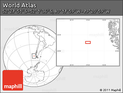 Blank Location Map of the Area around 52° 14' 43" S, 79° 49' 29" W