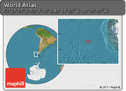 Satellite Location Map of the Area around 52° 14' 43" S, 79° 49' 29" W