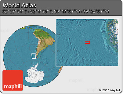 Satellite Location Map of the Area around 52° 14' 43" S, 79° 49' 29" W