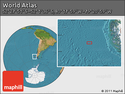 Satellite Location Map of the Area around 52° 14' 43" S, 79° 49' 29" W