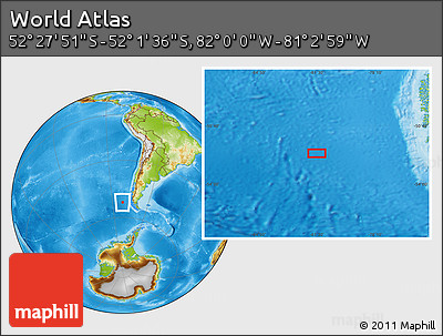 Physical Location Map of the Area around 52° 14' 43" S, 81° 31' 30" W