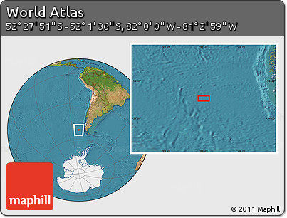 Satellite Location Map of the Area around 52° 14' 43" S, 81° 31' 30" W