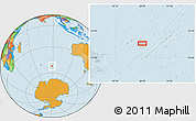 Political Location Map of the area around 52° 14' 43" S, 88° 28' 29" E