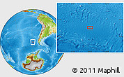 Physical Location Map of the area around 52° 14' 43" S, 88° 19' 29" W