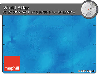 Physical Map of the Area around 52° 14' 43" S, 90° 1' 30" W
