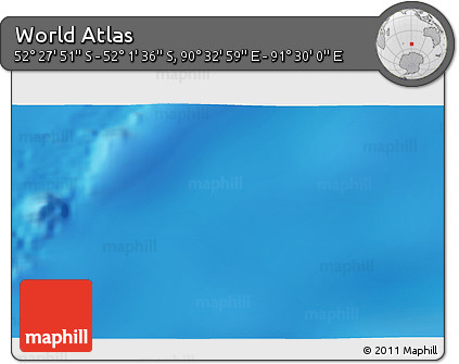Shaded Relief 3D Map of the Area around 52°&nbsp;14'&nbsp;43"&nbsp;S,&nbsp;91°&nbsp;1'&nbsp;30"&nbsp;E