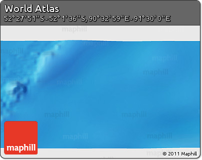 Shaded Relief 3D Map of the Area around 52°&nbsp;14'&nbsp;43"&nbsp;S,&nbsp;91°&nbsp;1'&nbsp;30"&nbsp;E