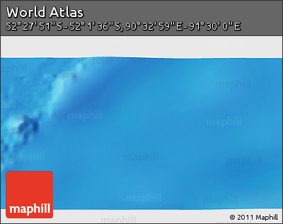 Shaded Relief 3D Map of the Area around 52°&nbsp;14'&nbsp;43"&nbsp;S,&nbsp;91°&nbsp;1'&nbsp;30"&nbsp;E