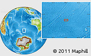 Physical Location Map of the area around 52° 14' 43" S, 93° 34' 29" E