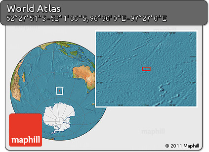 Satellite Location Map of the Area around 52° 14' 43" S, 96° 58' 29" E