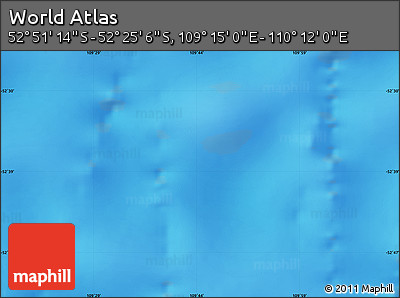 Shaded Relief Map of the Area around 52° 38' 10" S, 109° 43' 29" E