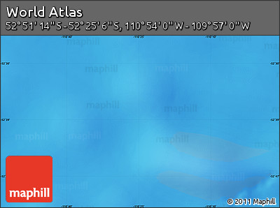 Physical Map of the Area around 52° 38' 10" S, 110° 25' 30" W