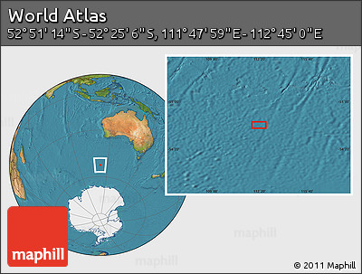 Satellite Location Map of the Area around 52° 38' 10" S, 112° 16' 30" E