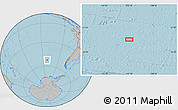 Gray Location Map of the area around 52° 38' 10" S, 112° 7' 30" W, hill shading