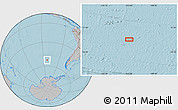 Gray Location Map of the area around 52° 38' 10" S, 112° 58' 29" W, hill shading