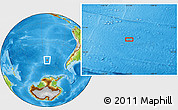 Physical Location Map of the area around 52° 38' 10" S, 112° 58' 29" W