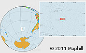 Political Location Map of the area around 52° 38' 10" S, 113° 49' 29" W