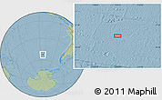 Savanna Style Location Map of the area around 52° 38' 10" S, 114° 40' 30" W, hill shading
