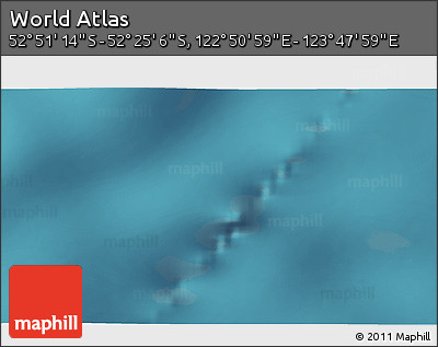 Satellite 3D Map of the Area around 52° 38' 10" S, 123° 19' 29" E