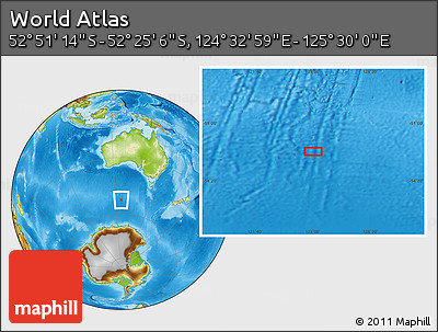 Physical Location Map of the Area around 52° 38' 10" S, 125° 1' 30" E