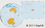 Political Location Map of the area around 52° 38' 10" S, 126° 43' 29" E