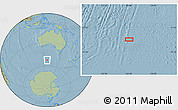 Savanna Style Location Map of the area around 52° 38' 10" S, 126° 43' 29" E, hill shading
