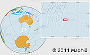 Political Location Map of the area around 52° 38' 10" S, 127° 34' 30" E