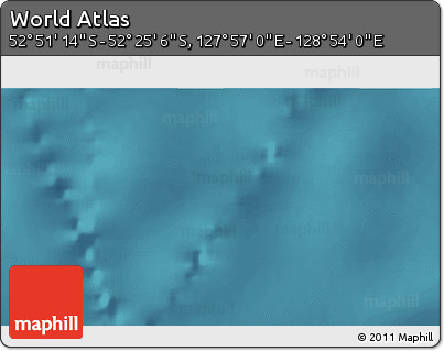 Satellite 3D Map of the Area around 52° 38' 10" S, 128° 25' 30" E