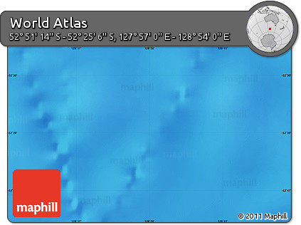 Physical Map of the Area around 52° 38' 10" S, 128° 25' 30" E