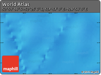 Physical Map of the Area around 52° 38' 10" S, 128° 25' 30" E