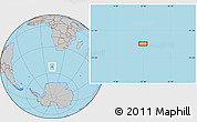Gray Location Map of the area around 52° 38' 10" S, 12° 49' 29" E