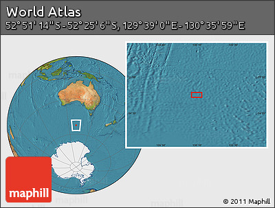 Satellite Location Map of the Area around 52° 38' 10" S, 130° 7' 30" E