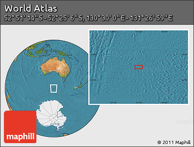 Satellite Location Map of the Area around 52° 38' 10" S, 130° 58' 29" E